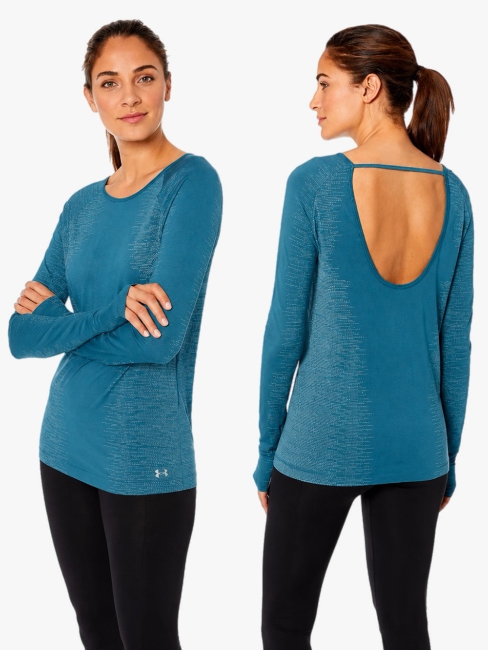 Under Armour Vanish Seamless Teal Open Back Long Sleeve Top Women’s XL